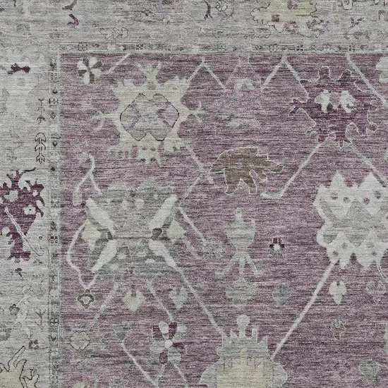 Merlot And Gray Tribal Washable Indoor Outdoor Area Rug Photo 3