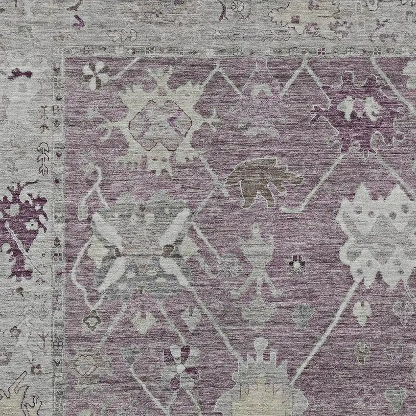 Merlot And Gray Tribal Washable Indoor Outdoor Area Rug Photo 3