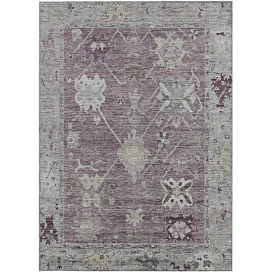 Merlot And Gray Tribal Washable Indoor Outdoor Area Rug Photo 3