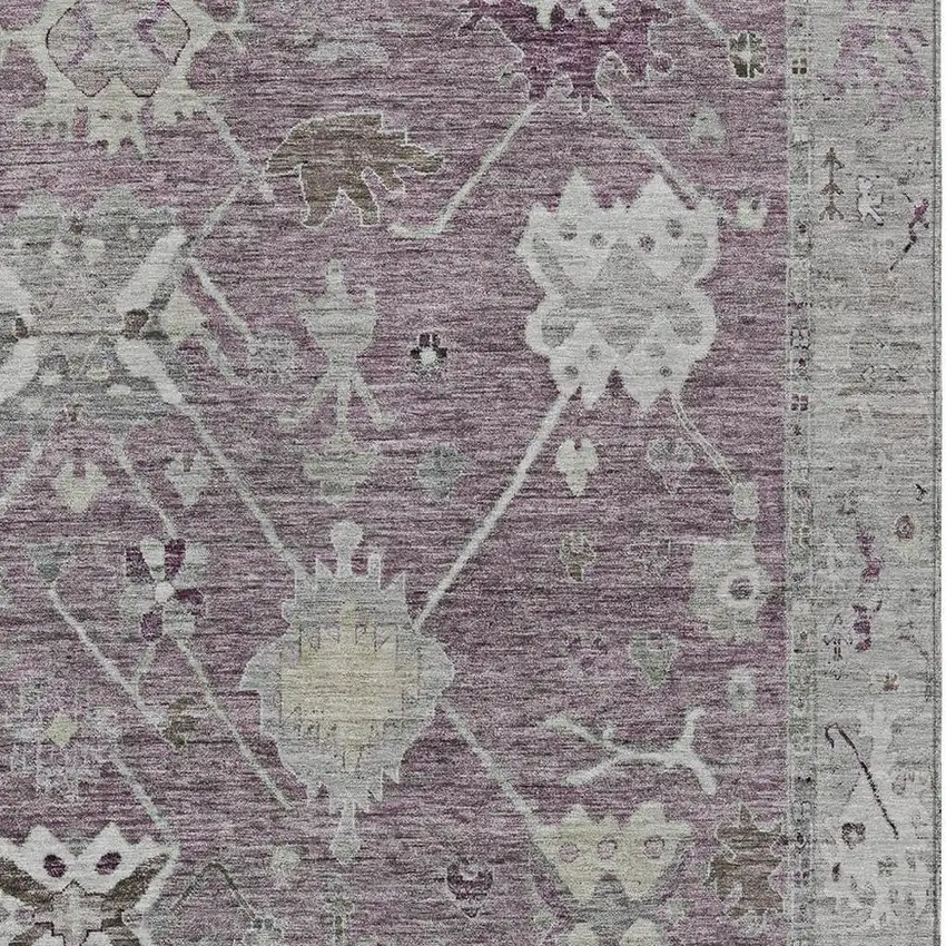 Merlot And Gray Tribal Washable Indoor Outdoor Area Rug Photo 4