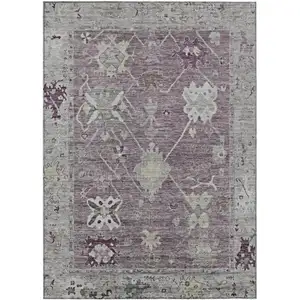 Photo of Merlot And Gray Tribal Washable Indoor Outdoor Area Rug