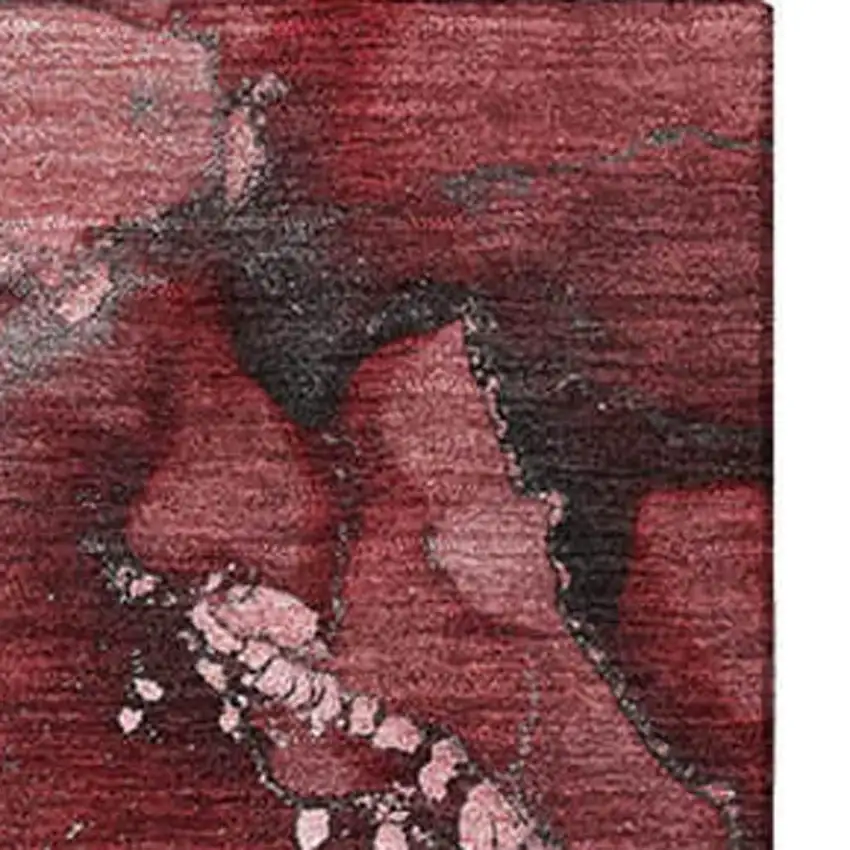 Merlot And Ivory Abstract Washable Area Rug With UV Protection Photo 8