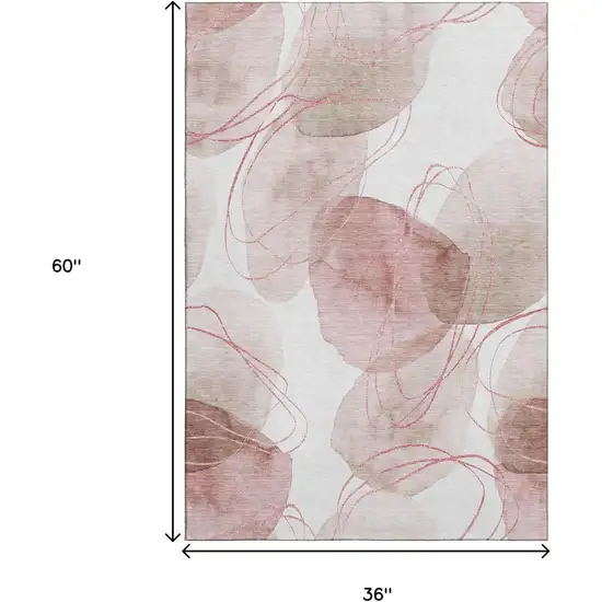 Merlot And Ivory Abstract Washable Area Rug With UV Protection Photo 7