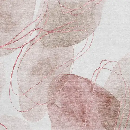 Merlot And Ivory Abstract Washable Area Rug With UV Protection Photo 4