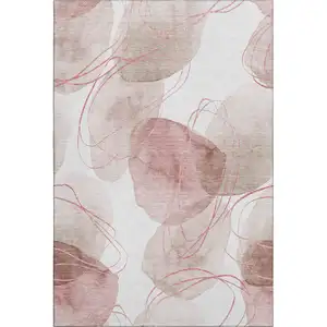 Photo of Merlot And Ivory Abstract Washable Area Rug With UV Protection