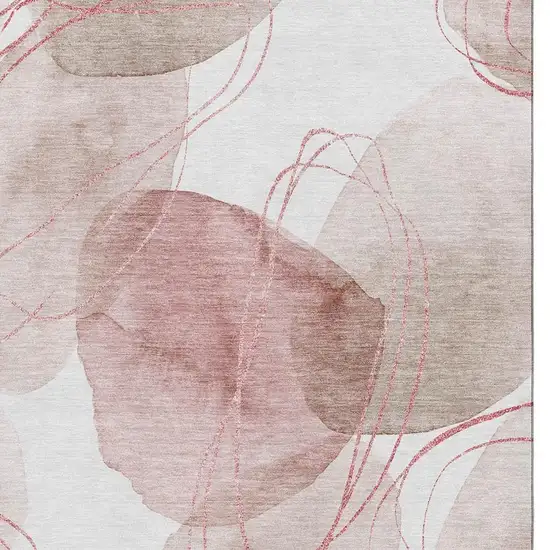 Merlot And Ivory Abstract Washable Area Rug With UV Protection Photo 3