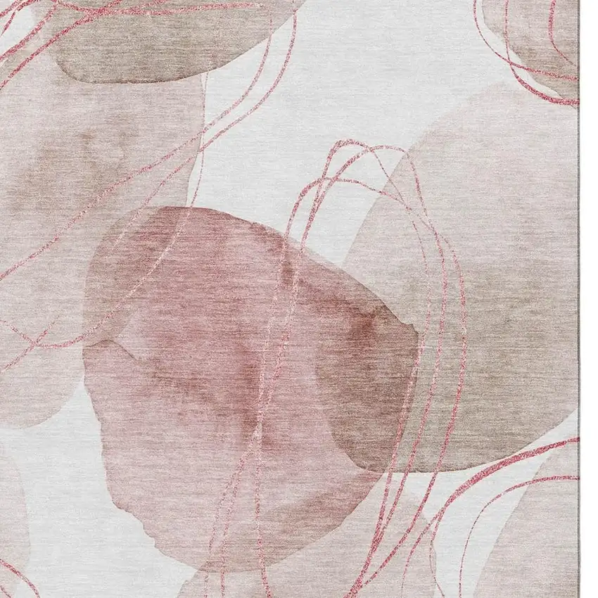 Merlot And Ivory Abstract Washable Area Rug With UV Protection Photo 3