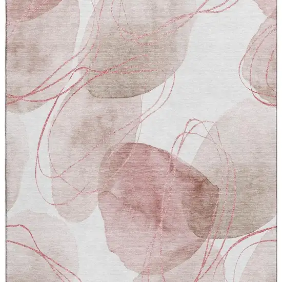 Merlot And Ivory Abstract Washable Area Rug With UV Protection Photo 4