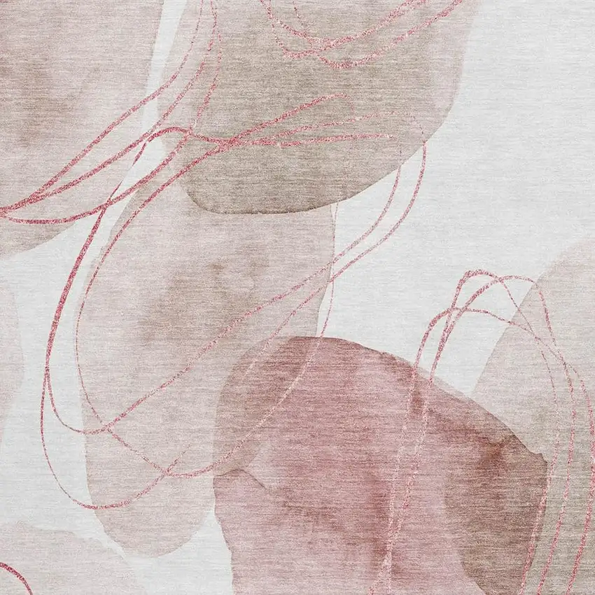 Merlot And Ivory Abstract Washable Area Rug With UV Protection Photo 7