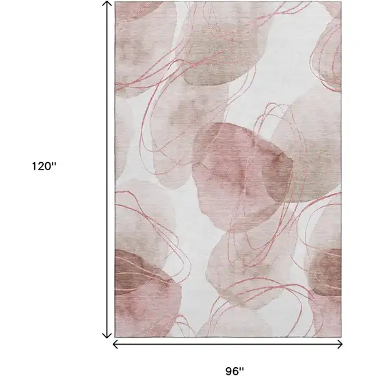 Merlot And Ivory Abstract Washable Area Rug With UV Protection Photo 7