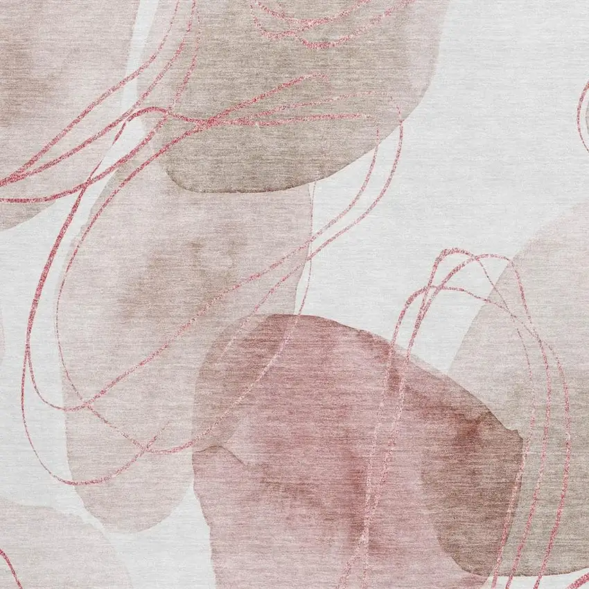 Merlot And Ivory Abstract Washable Area Rug With UV Protection Photo 4