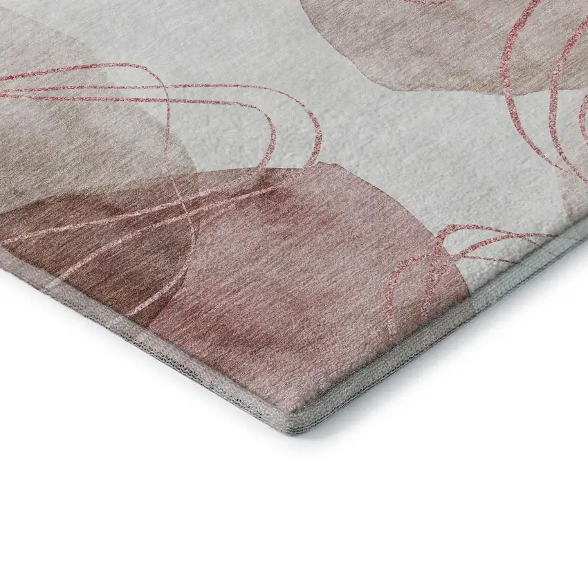 Merlot And Ivory Abstract Washable Area Rug With UV Protection Photo 8