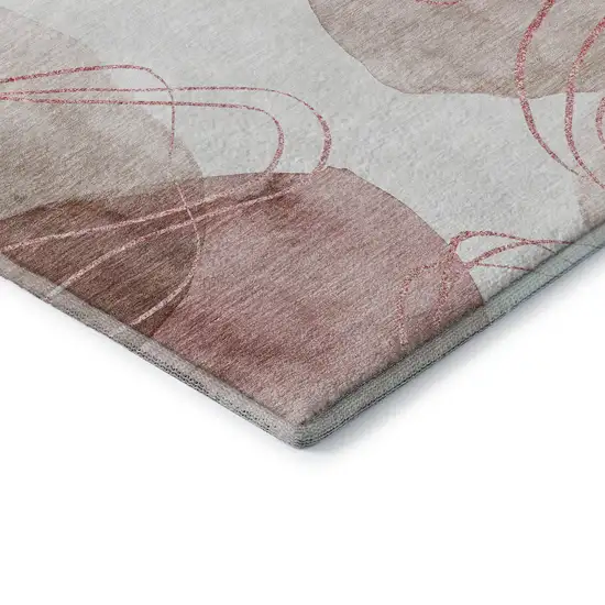 Merlot And Ivory Abstract Washable Area Rug With UV Protection Photo 9
