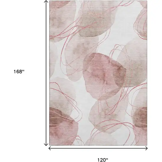 Merlot And Ivory Abstract Washable Area Rug With UV Protection Photo 7