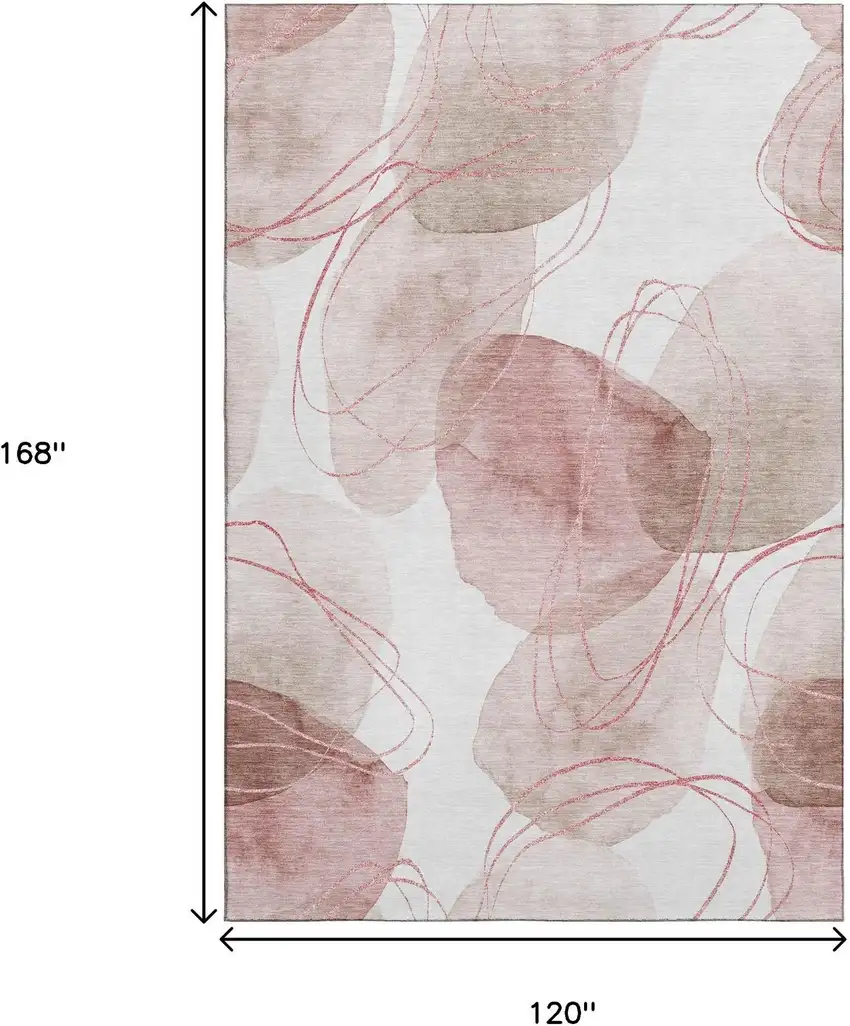 Merlot And Ivory Abstract Washable Area Rug With UV Protection Photo 7