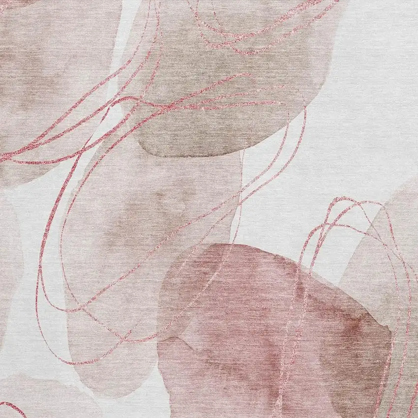 Merlot And Ivory Abstract Washable Area Rug With UV Protection Photo 3