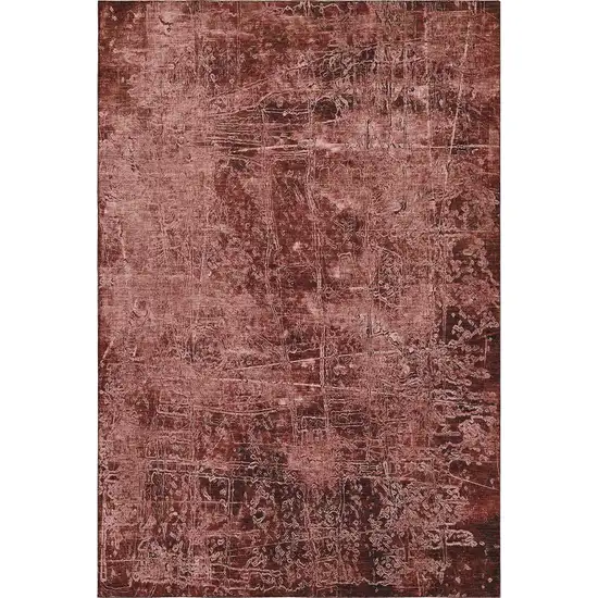Merlot And Ivory Abstract Washable Area Rug With UV Protection Photo 1