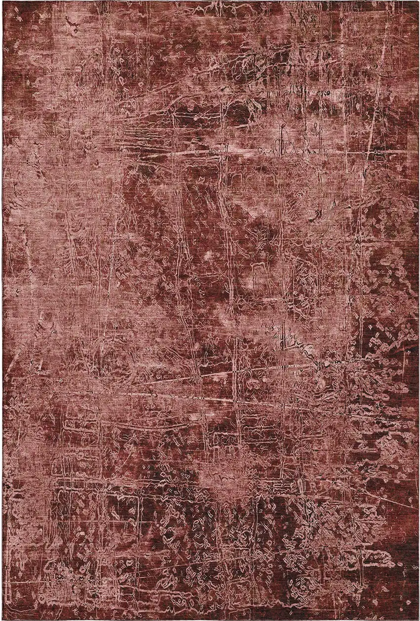 Merlot And Ivory Abstract Washable Area Rug With UV Protection Photo 1