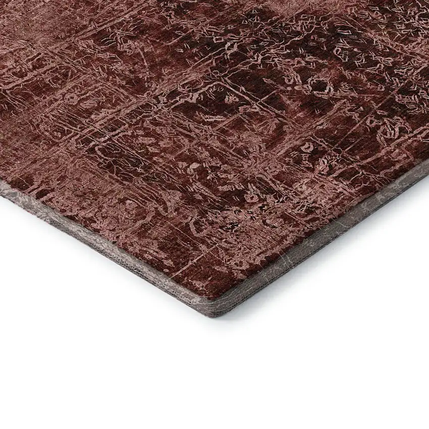 Merlot And Ivory Abstract Washable Area Rug With UV Protection Photo 9