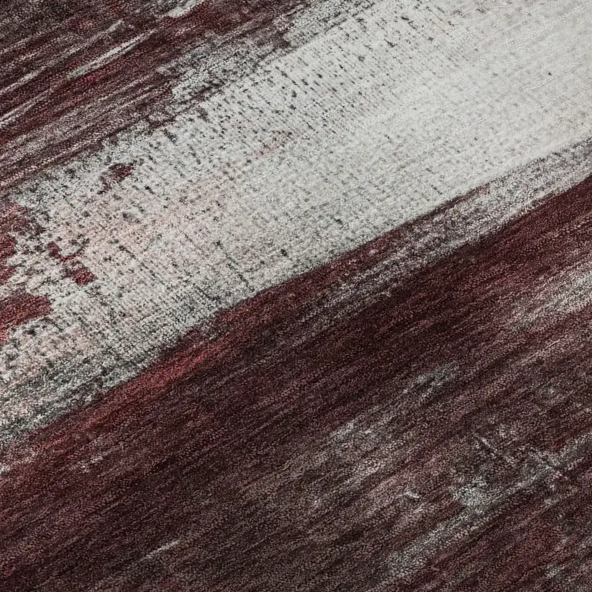 Merlot And Ivory Abstract Washable Area Rug With UV Protection Photo 5