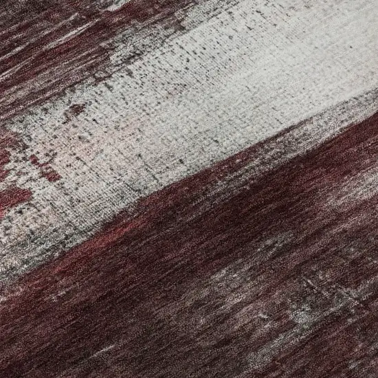 Merlot And Ivory Abstract Washable Area Rug With UV Protection Photo 5