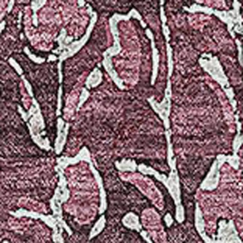 Merlot And Ivory Floral Washable Area Rug With UV Protection Photo 2