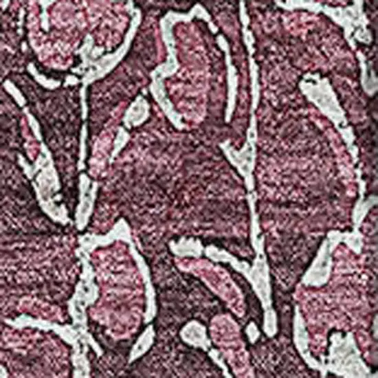 Merlot And Ivory Floral Washable Area Rug With UV Protection Photo 2