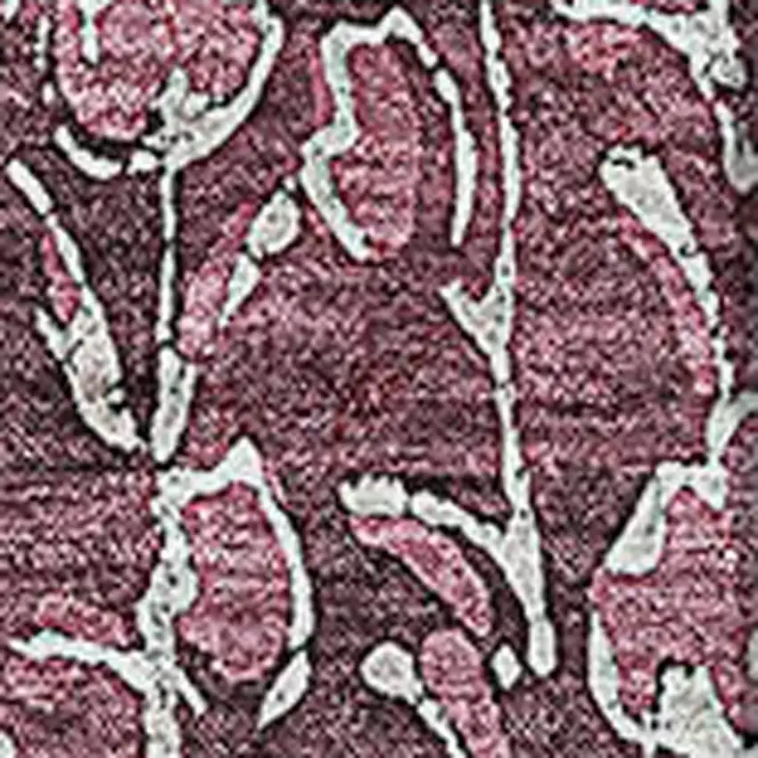 Merlot And Ivory Floral Washable Area Rug With UV Protection Photo 2