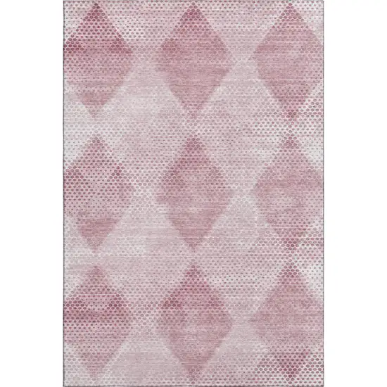 Merlot And Ivory Geometric Washable Area Rug With UV Protection Photo 1
