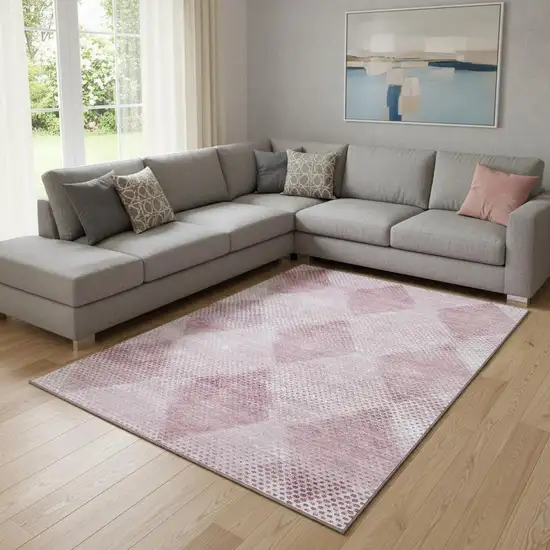 Merlot And Ivory Geometric Washable Area Rug With UV Protection Photo 1