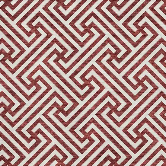 Merlot And Ivory Geometric Washable Area Rug With UV Protection Photo 3