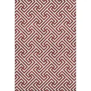 Photo of Merlot And Ivory Geometric Washable Area Rug With UV Protection