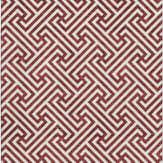 Merlot And Ivory Geometric Washable Area Rug With UV Protection Photo 4