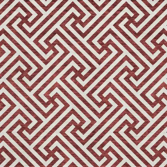 Merlot And Ivory Geometric Washable Area Rug With UV Protection Photo 3