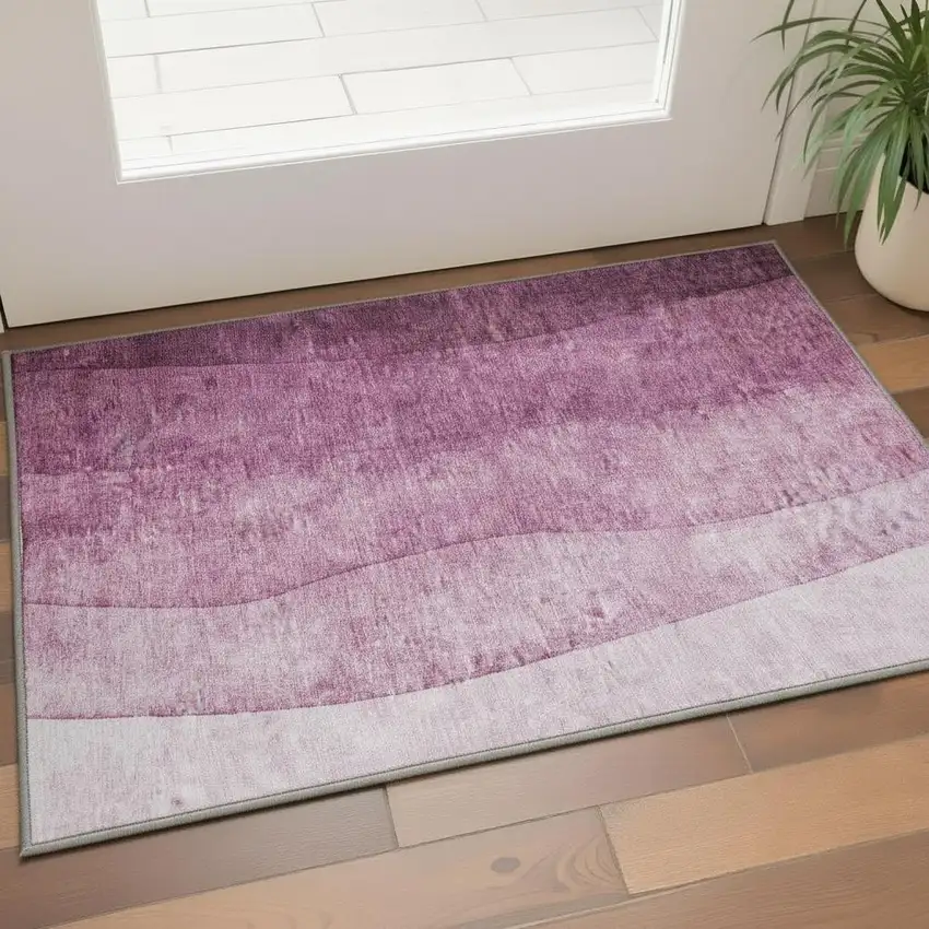 Merlot And Ivory Ombre Washable Area Rug With UV Protection Photo 2