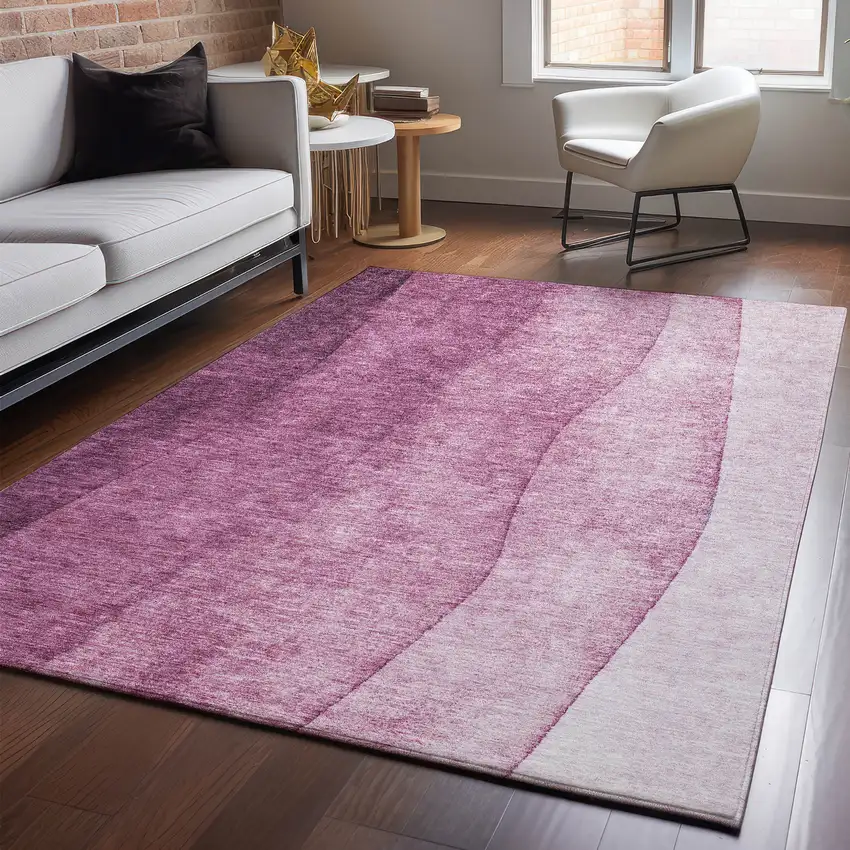 Merlot And Ivory Ombre Washable Area Rug With UV Protection Photo 4