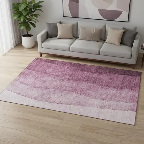 Merlot And Ivory Ombre Washable Area Rug With UV Protection Photo 2