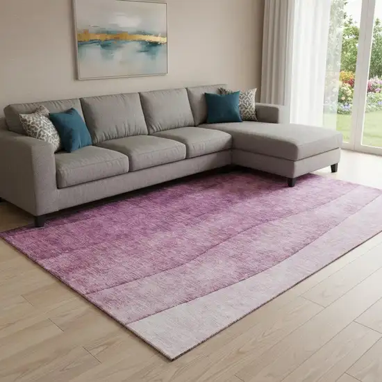 Merlot And Ivory Ombre Washable Area Rug With UV Protection Photo 1