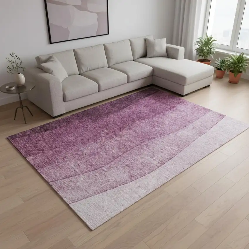 Merlot And Ivory Ombre Washable Area Rug With UV Protection Photo 2