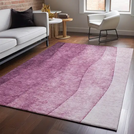 Merlot And Ivory Ombre Washable Area Rug With UV Protection Photo 3
