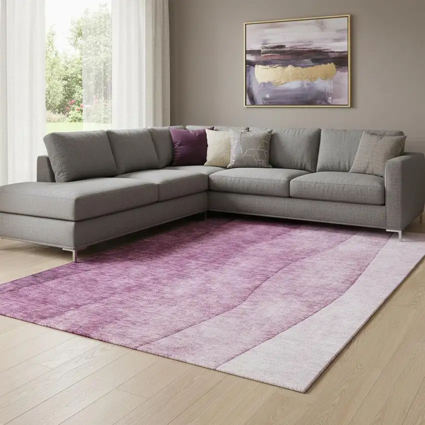 Merlot And Ivory Ombre Washable Area Rug With UV Protection Photo 1