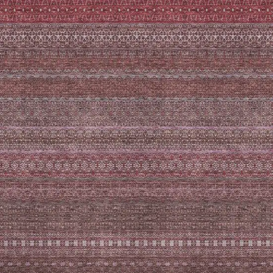 Merlot And Ivory Striped Washable Area Rug With UV Protection Photo 4