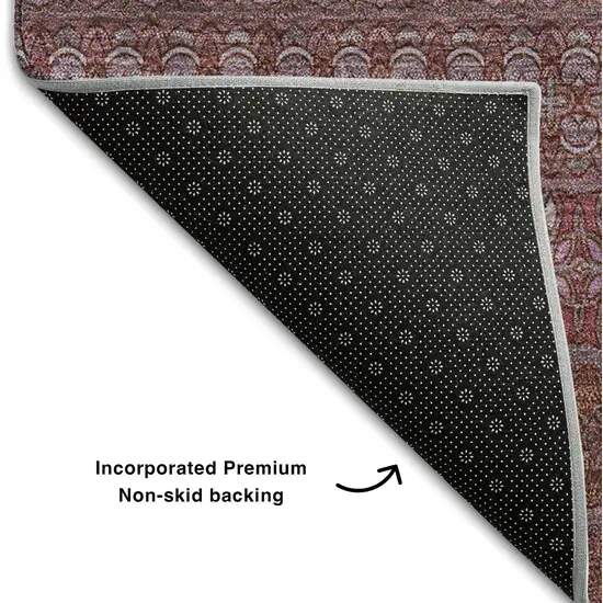 Merlot And Ivory Striped Washable Area Rug With UV Protection Photo 8
