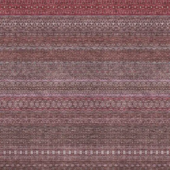 Merlot And Ivory Striped Washable Area Rug With UV Protection Photo 3
