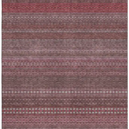 Merlot And Ivory Striped Washable Area Rug With UV Protection Photo 4