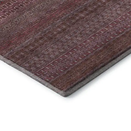 Merlot And Ivory Striped Washable Area Rug With UV Protection Photo 9
