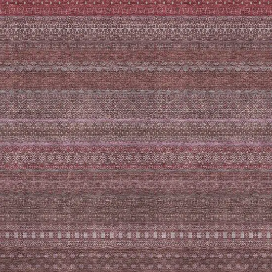 Merlot And Ivory Striped Washable Area Rug With UV Protection Photo 3