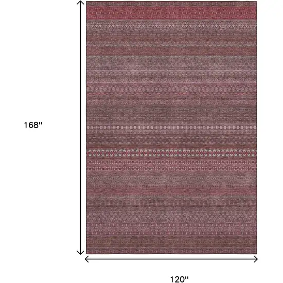 Merlot And Ivory Striped Washable Area Rug With UV Protection Photo 7