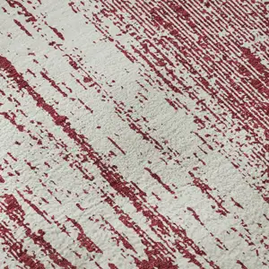 Photo of Merlot And Ivory Striped Washable Area Rug With UV Protection