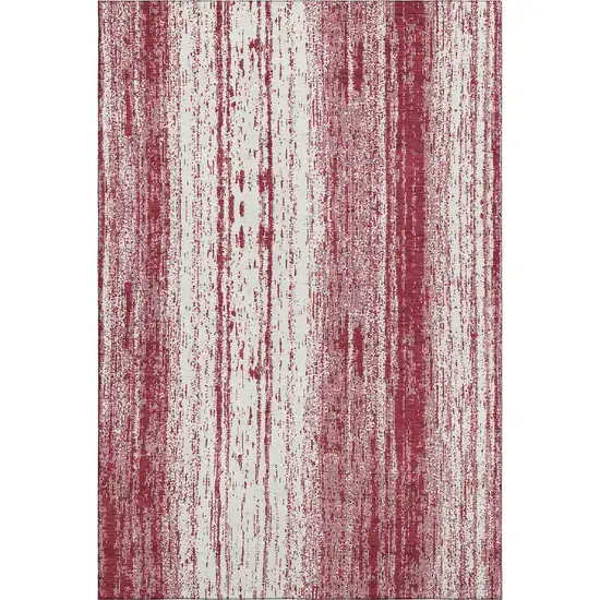 Merlot And Ivory Striped Washable Area Rug With UV Protection Photo 7